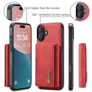 For iPhone 16 Plus DG.MING M2 Series 3-Fold Card Bag Wallet Leather Phone Case(Red)