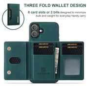 For iPhone 16 Plus DG.MING M2 Series 3-Fold Card Bag Wallet Leather Phone Case(Green)