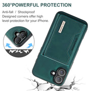 For iPhone 16 Plus DG.MING M2 Series 3-Fold Card Bag Wallet Leather Phone Case(Green)