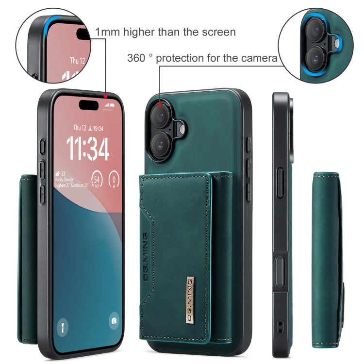 For iPhone 16 Plus DG.MING M2 Series 3-Fold Card Bag Wallet Leather Phone Case(Green)