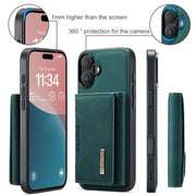 For iPhone 16 Plus DG.MING M2 Series 3-Fold Card Bag Wallet Leather Phone Case(Green)