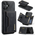 For iPhone 16 DG.MING M2 Series 3-Fold Card Bag Wallet Leather Phone Case(Black) - iPhone 16 Cases by DG.MING | Online Shopping South Africa | PMC TechLife | Buy Now Pay Later Mobicred
