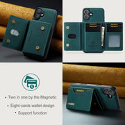 For iPhone 16 DG.MING M2 Series 3-Fold Card Bag Wallet Leather Phone Case(Green)