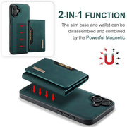 For iPhone 16 DG.MING M2 Series 3-Fold Card Bag Wallet Leather Phone Case(Green)