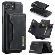 For iPhone 16e DG.MING M2 Series 3-Fold Card Bag Wallet Leather Phone Case(Black)