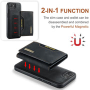 For iPhone 16e DG.MING M2 Series 3-Fold Card Bag Wallet Leather Phone Case(Black)