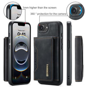 For iPhone 16e DG.MING M2 Series 3-Fold Card Bag Wallet Leather Phone Case(Black)