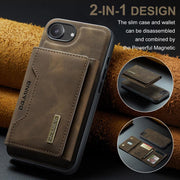 For iPhone 16e DG.MING M2 Series 3-Fold Card Bag Wallet Leather Phone Case(Coffee)
