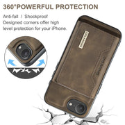 For iPhone 16e DG.MING M2 Series 3-Fold Card Bag Wallet Leather Phone Case(Coffee)
