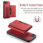 For iPhone 16e DG.MING M2 Series 3-Fold Card Bag Wallet Leather Phone Case(Red)