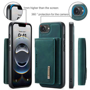 For iPhone 16e DG.MING M2 Series 3-Fold Card Bag Wallet Leather Phone Case(Green)
