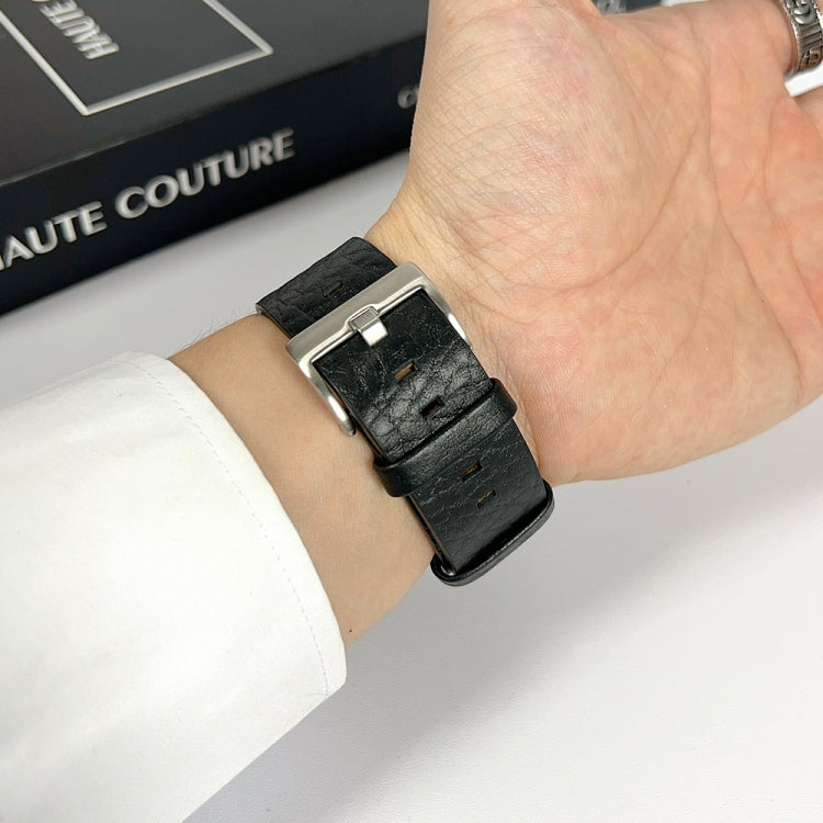 For Apple Watch Ultra 49mm Buffalo Leather Watch Band(Black)
