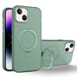 For iPhone 15 Plus MagSafe Metal Holder Frosted Translucent Phone Case(Green) - iPhone 15 Plus Cases by PMC TechLife | Online Shopping South Africa | PMC TechLife | Buy Now Pay Later Mobicred