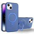 For iPhone 15 MagSafe Metal Holder Frosted Translucent Phone Case(Royal Blue) - iPhone 15 Cases by PMC TechLife | Online Shopping South Africa | PMC TechLife