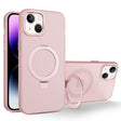 For iPhone 14 Plus MagSafe Metal Holder Frosted Translucent Phone Case(Pink) - iPhone 14 Plus Cases by PMC TechLife | Online Shopping South Africa | PMC TechLife