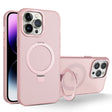 For iPhone 14 Pro Max MagSafe Metal Holder Frosted Translucent Phone Case(Pink) - free shipping - PMC TechLife - Order now!