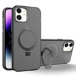 For iPhone 11 MagSafe Metal Holder Frosted Translucent Phone Case(Black) - iPhone 11 Cases by PMC TechLife | Online Shopping South Africa | PMC TechLife
