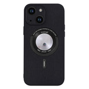 For iPhone 15 Plus Cloth Texture MagSafe Magnetic PU Phone Case(Black)