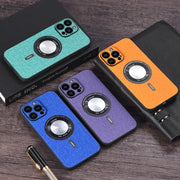 For iPhone 15 Pro Max Cloth Texture MagSafe Magnetic PU Phone Case(Black)