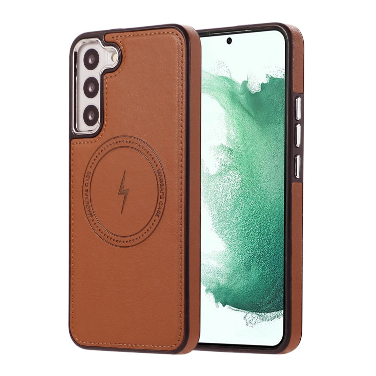 For Samsung Galaxy S23+ 5G Side Leather Magsafe Phone Case(Brown)