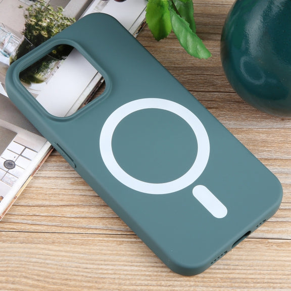 For iPhone 15 Pro Max MagSafe Liquid Silicone Phone Case(Deep Green)