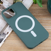 For iPhone 14 Plus MagSafe Liquid Silicone Phone Case(Deep Green)