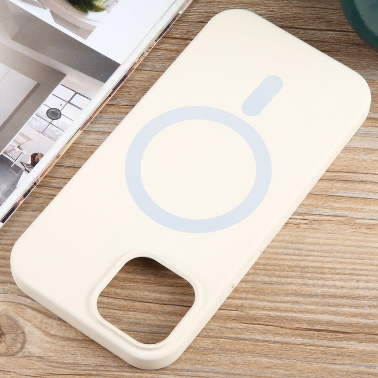 For iPhone 14 Plus MagSafe Liquid Silicone Phone Case(White)