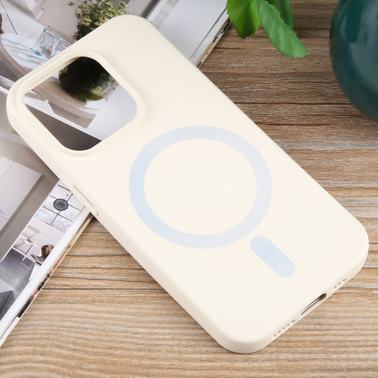 For iPhone 14 Pro MagSafe Liquid Silicone Phone Case(White)