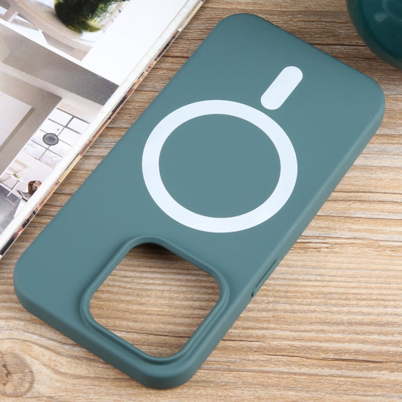 For iPhone 13 Pro Max MagSafe Liquid Silicone Phone Case(Deep Green)