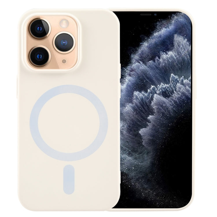 For iPhone 11 Pro Max MagSafe Liquid Silicone Phone Case(White)