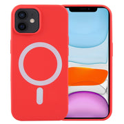 For iPhone 11 MagSafe Liquid Silicone Phone Case(Red)