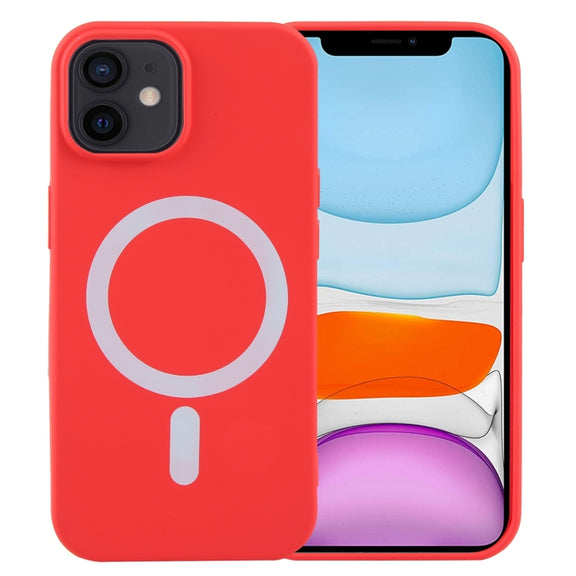 For iPhone 11 MagSafe Liquid Silicone Phone Case(Red)