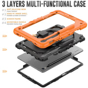 For Samsung Galaxy Tab S9 D Type Silicone Hybrid PC Tablet Case with Handle Holder(Orange)