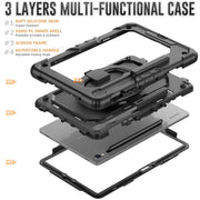 For Samsung Galaxy Tab S9 D Type Silicone Hybrid PC Tablet Case with Handle Holder(Black)