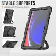 For Samsung Galaxy Tab S9 D Type Silicone Hybrid PC Tablet Case with Handle Holder(Black)