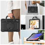 For Samsung Galaxy Tab S9 D Type Silicone Hybrid PC Tablet Case with Handle Holder(Black)