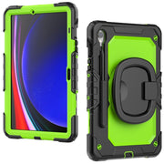 For Samsung Galaxy Tab S9 D Type Silicone Hybrid PC Tablet Case with Handle Holder(Yellow Green PC)