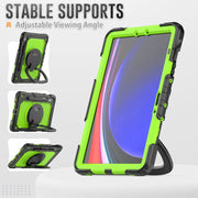 For Samsung Galaxy Tab S9 D Type Silicone Hybrid PC Tablet Case with Handle Holder(Yellow Green PC)