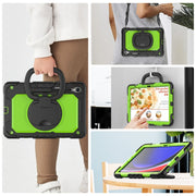 For Samsung Galaxy Tab S9 D Type Silicone Hybrid PC Tablet Case with Handle Holder(Yellow Green PC)