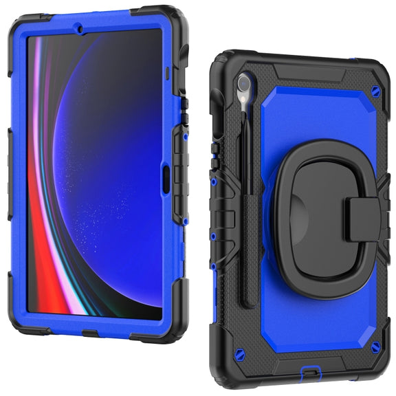For Samsung Galaxy Tab S9 D Type Silicone Hybrid PC Tablet Case with Handle Holder(Blue PC)