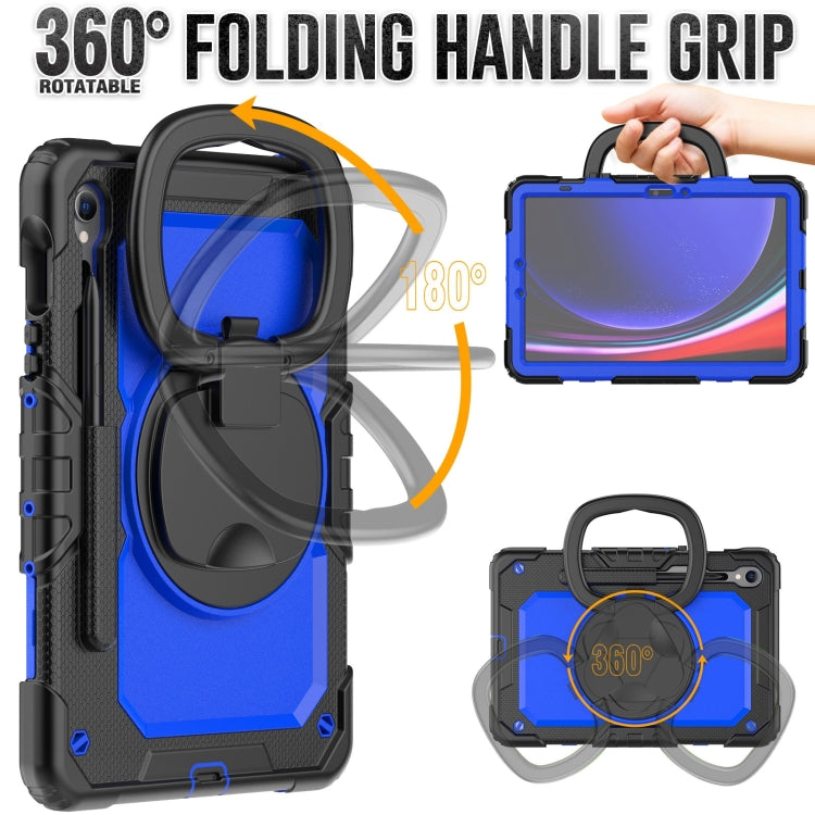 For Samsung Galaxy Tab S9 D Type Silicone Hybrid PC Tablet Case with Handle Holder(Blue PC)