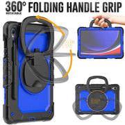 For Samsung Galaxy Tab S9 D Type Silicone Hybrid PC Tablet Case with Handle Holder(Blue PC)