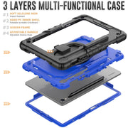 For Samsung Galaxy Tab S9 D Type Silicone Hybrid PC Tablet Case with Handle Holder(Blue PC)
