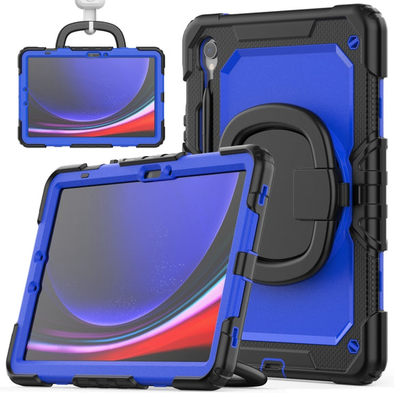 For Samsung Galaxy Tab S9 D Type Silicone Hybrid PC Tablet Case with Handle Holder(Blue PC)