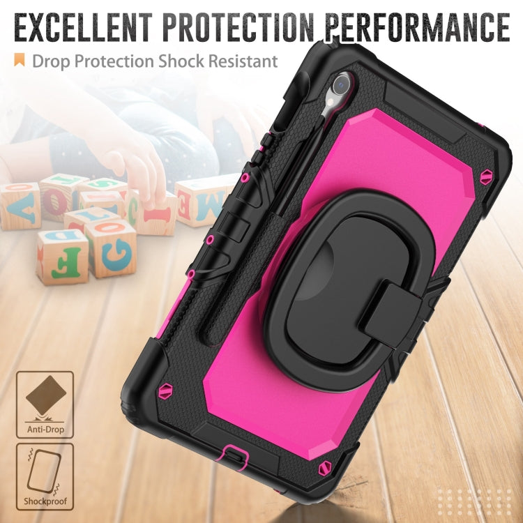 For Samsung Galaxy Tab S9 D Type Silicone Hybrid PC Tablet Case with Handle Holder(Rose Red PC)