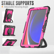For Samsung Galaxy Tab S9 D Type Silicone Hybrid PC Tablet Case with Handle Holder(Rose Red PC)