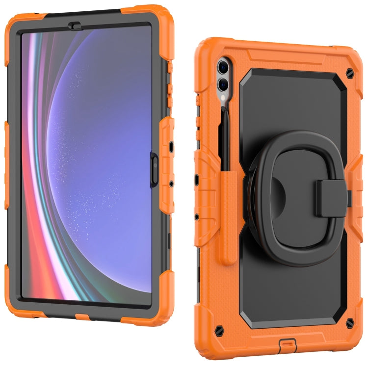 For Samsung Galaxy Tab S9+ / S10+ D Type Silicone Hybrid PC Tablet Case with Handle Holder(Orange)