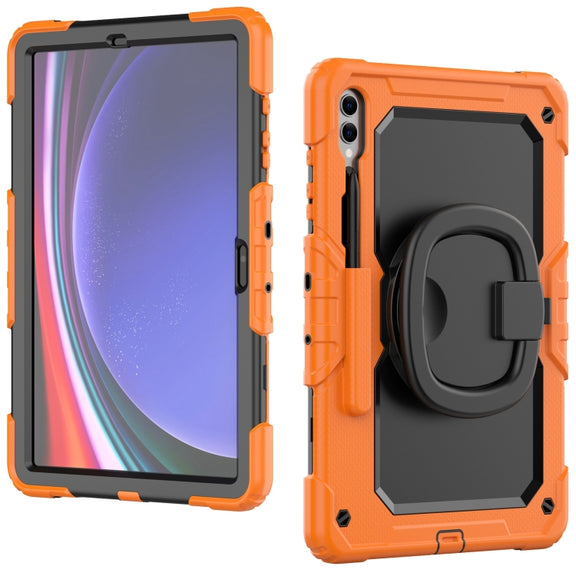 For Samsung Galaxy Tab S9+ / S10+ D Type Silicone Hybrid PC Tablet Case with Handle Holder(Orange)