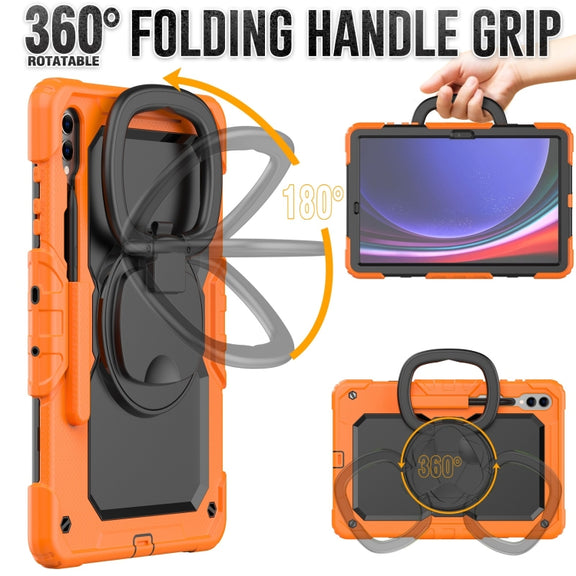 For Samsung Galaxy Tab S9+ / S10+ D Type Silicone Hybrid PC Tablet Case with Handle Holder(Orange)