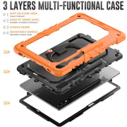 For Samsung Galaxy Tab S9+ / S10+ D Type Silicone Hybrid PC Tablet Case with Handle Holder(Orange)